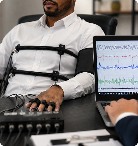 Examinee undergoing a specific issue polygraph test