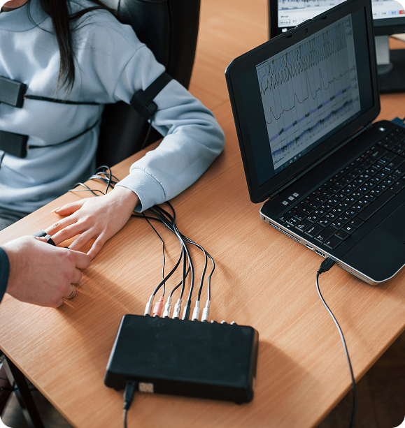 Examinee undergoing a specific issue polygraph test